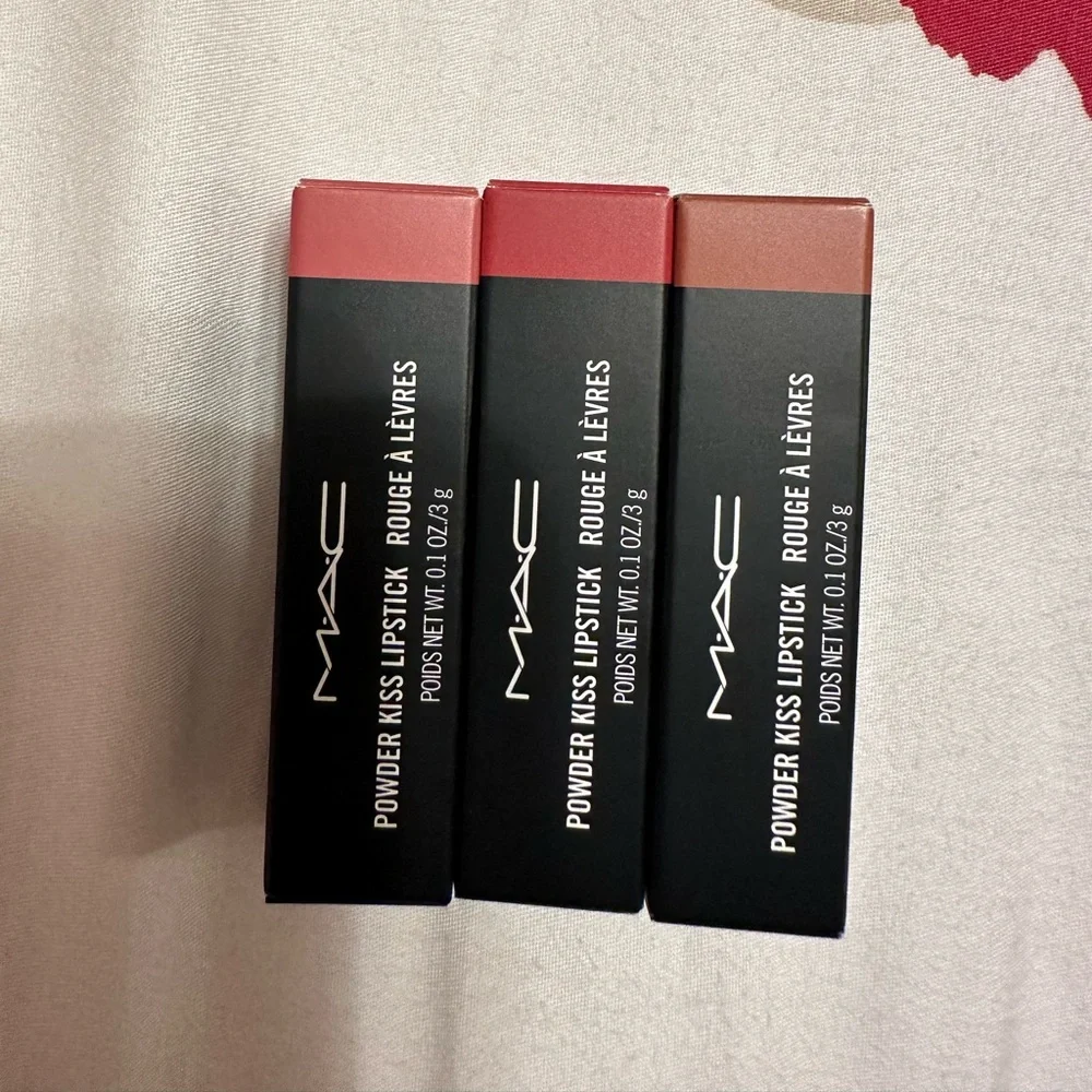 MAC brand new Travel exclusive powder kiss me, goodbye lipstick trio